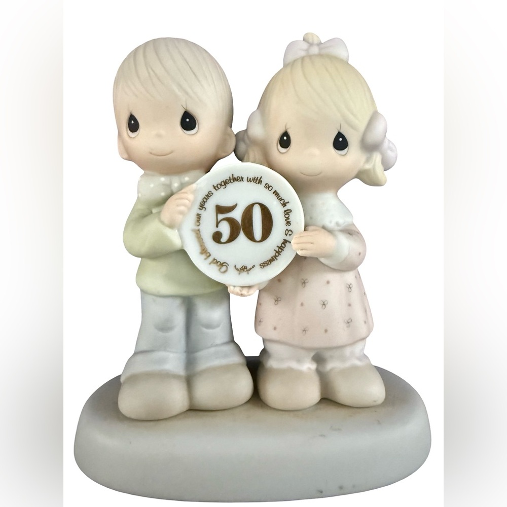 50th Anniversary Precious Moments Figurine 1983 Vintage  Wedding Gift Porcelain